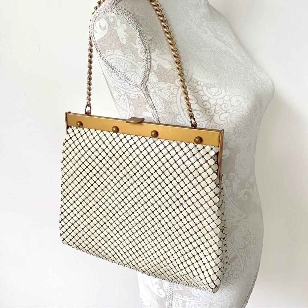 VINTAGE WHITING & DAVIS LARGE METAL MESH BAG